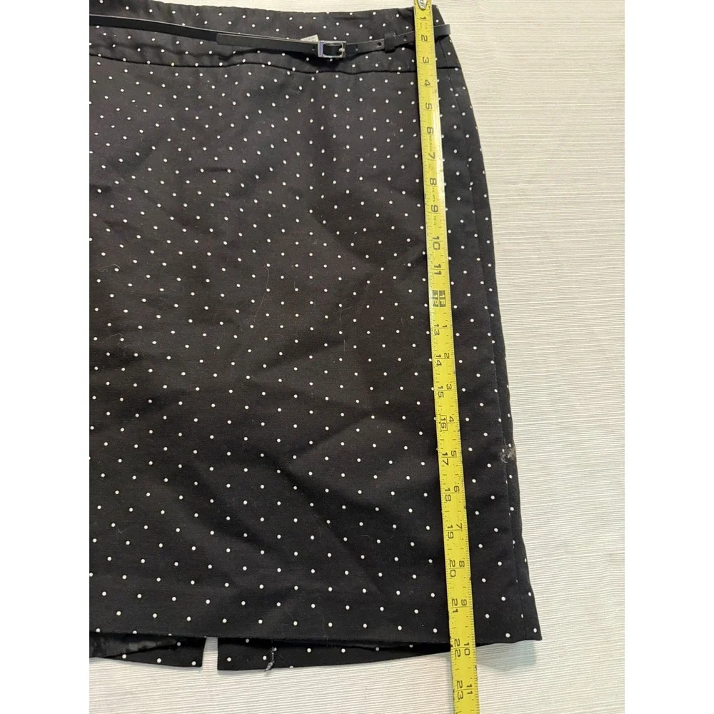 Liz Claiborne Black White Polka Dot Pencil Skirt with Belt Size 12 Knee Length
